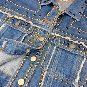 Blue Turtle Distressed Studded Denim Jacket